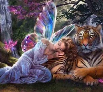 3D DIY Diamond Painting Needlework Diamond Mosaic Photography Rhinestones Embroidery Fairy With Tiger Hobby And Home Decor Crafts